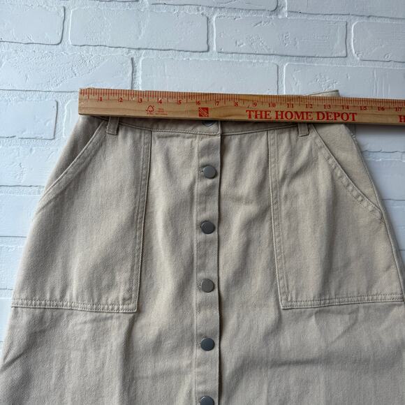 Inherit Boutique Women's NWT Tan Beige Denim Jean Long Maxi Skirt sz M - Picture 3 of 6